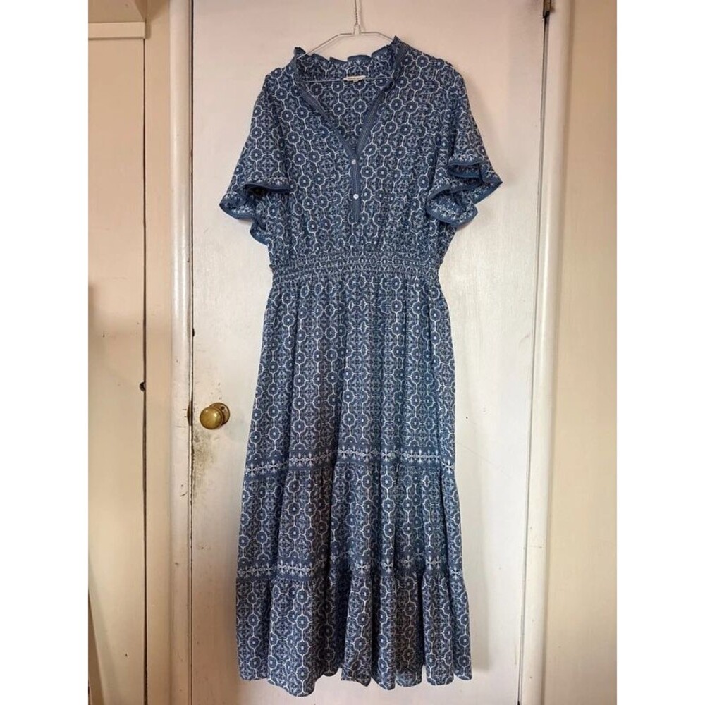 Max Studio Women's Blue Floral Patterned Max Dress Size 2X